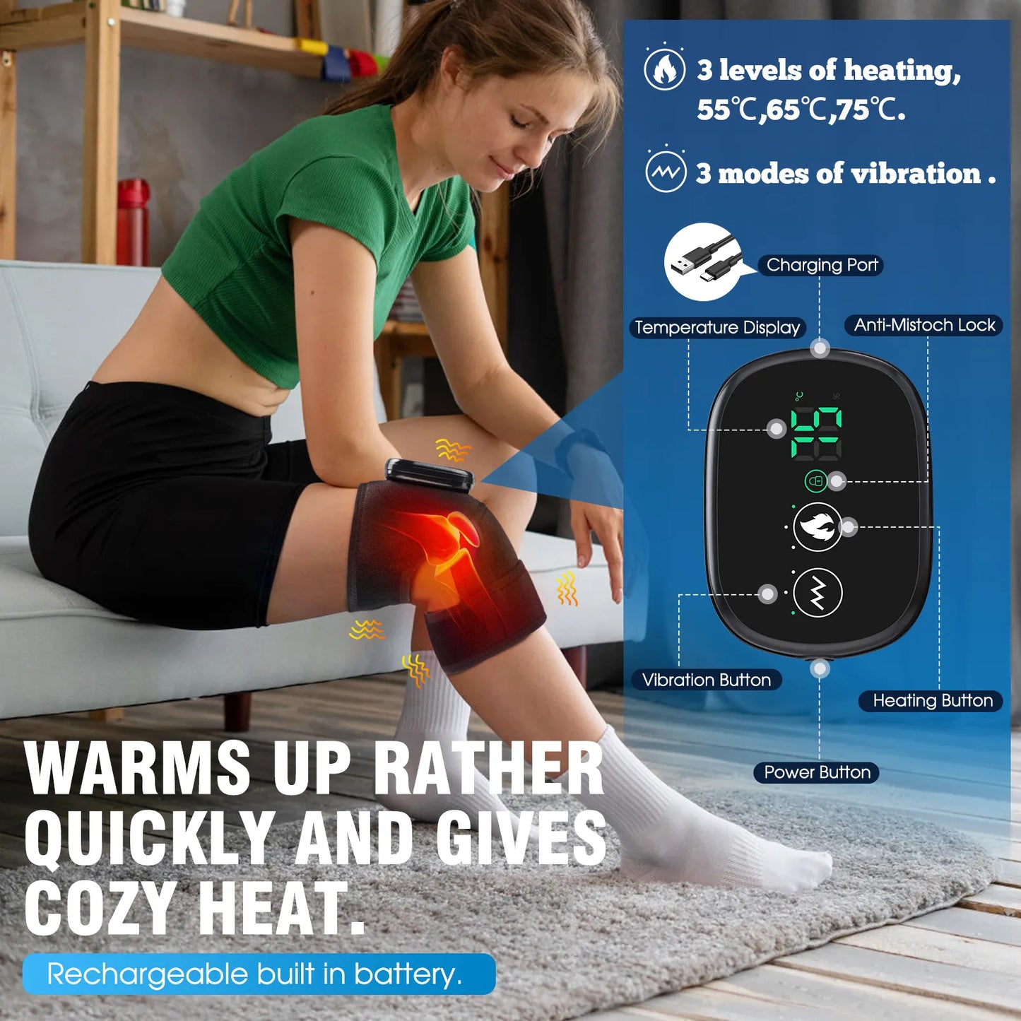 Electric Heating Knee Vibration Massager